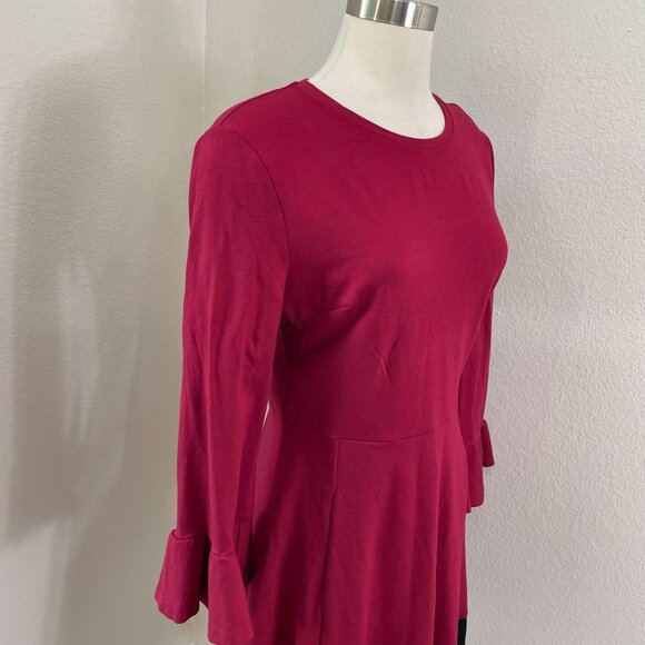 Kate Spade Womens Large Colorblock Bell Sleeve Ponte Dress Cranberry Cocktail - Picture 3 of 13